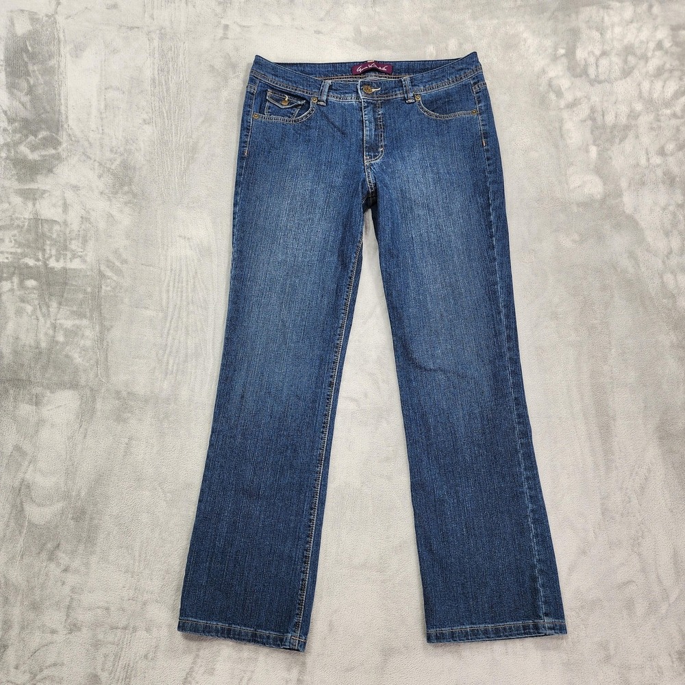 Gloria Vanderbilt Jeans Womens 12 Mid Rise Straight Embroidered Stretch Denim